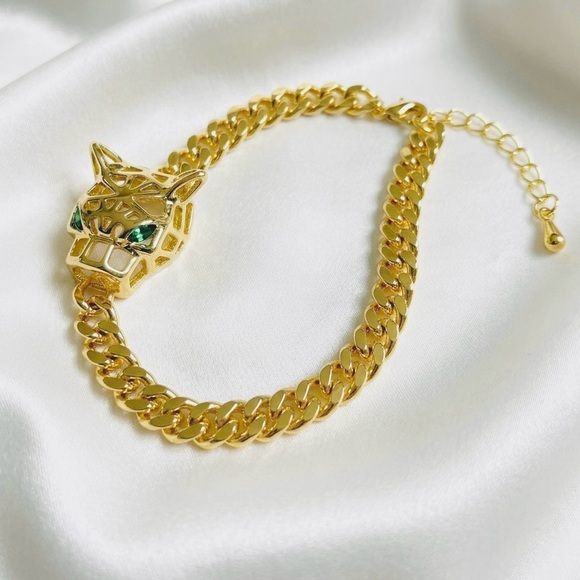 Jewelry - 14k Gold Plated leopard Head Bracelet